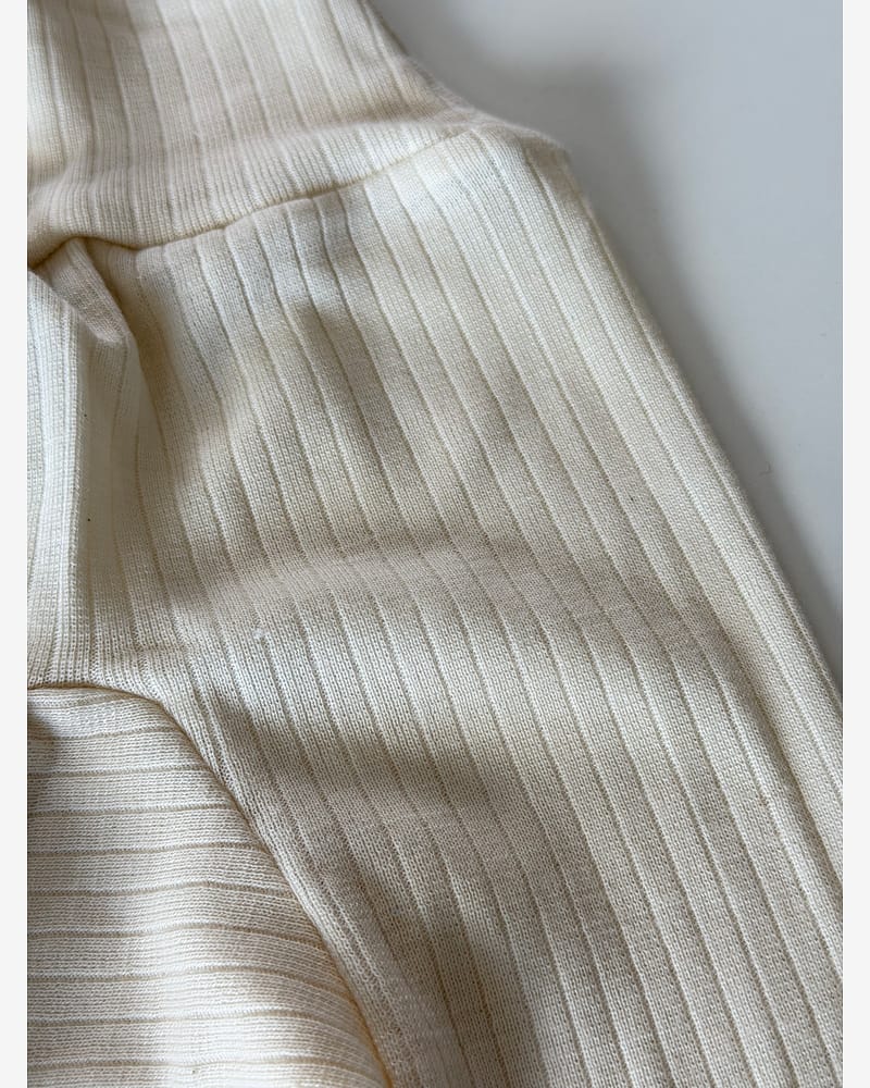 Bukse Rib m/ høyt liv – 45% Bomull, 35% Merino, 20% Silke – Ubehandlet Ull