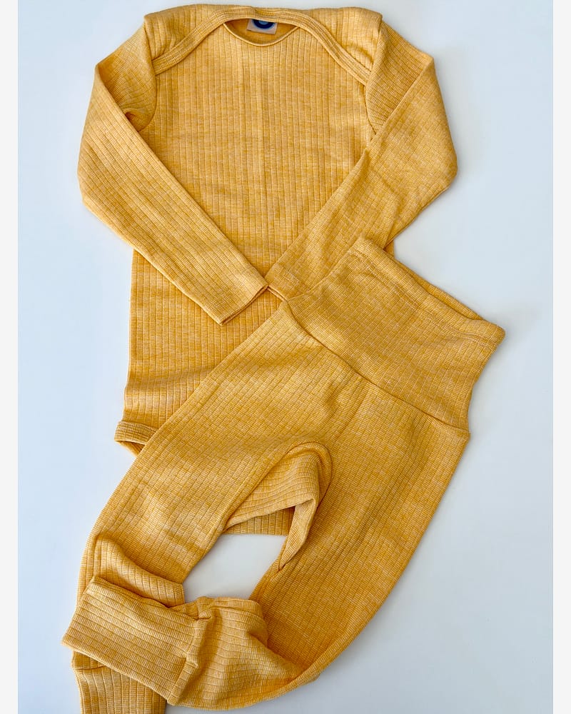 Bukse Rib m/ høyt liv – 45% Bomull, 35% Merino, 20% Silke – Ubehandlet Ull
