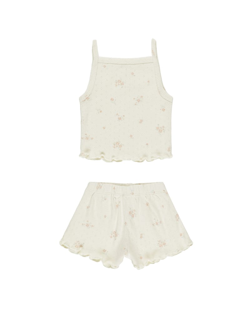 Topp & Shorts Sett - Øko Bomull, Pointelle | Tank + Shortie Set