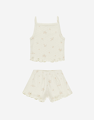 Topp & Shorts Sett - Øko Bomull, Pointelle | Tank + Shortie Set