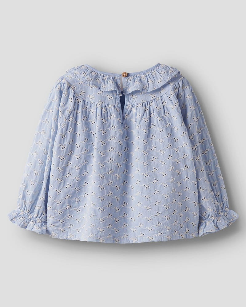 Bluse Barn M/ Volangerkrage - Øko Bomull | NMFTESSIE LS LOOSE SHIRT LIL