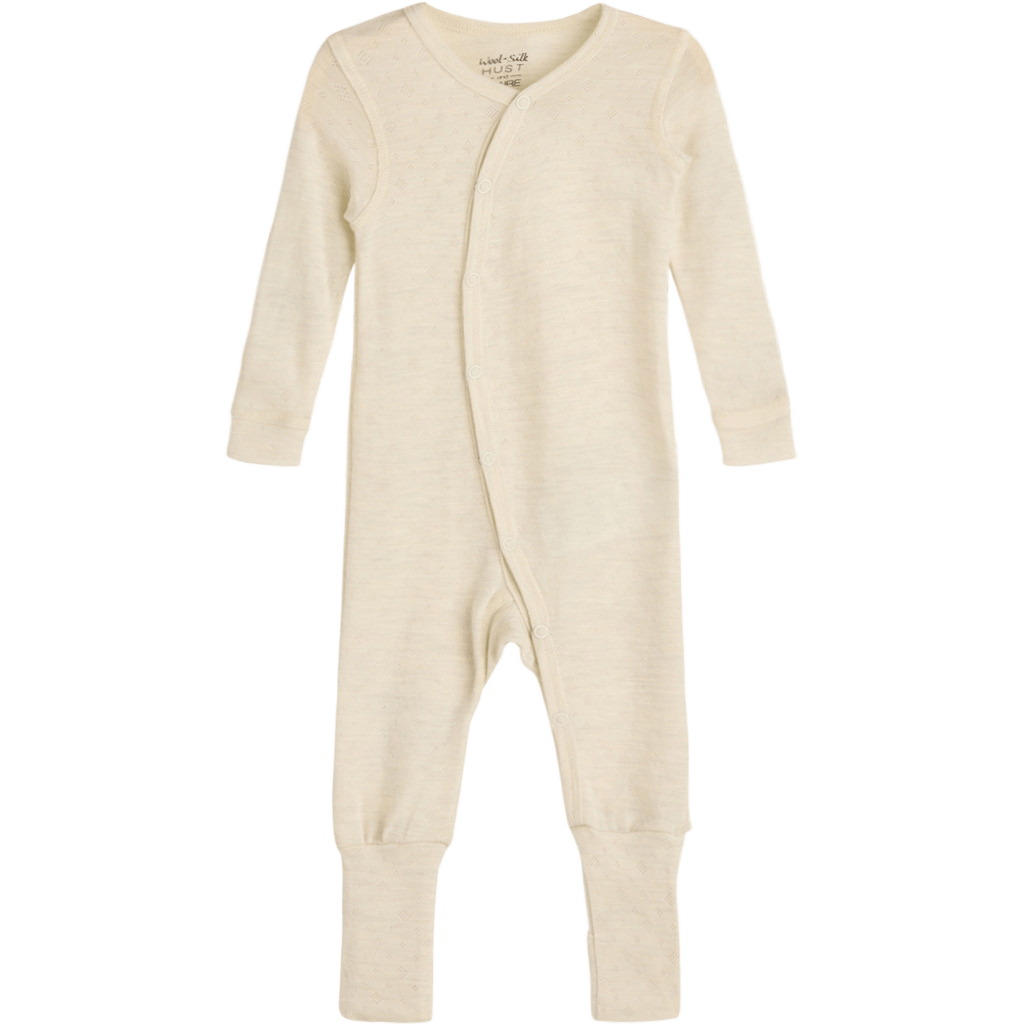 Ullpysj Baby – Heldrakt med trylleføtter – Pointelle, 85% Merino, 15% Silke | HCMili Pointelle, Off White Tofu