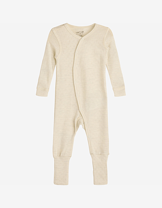 Ullpysj Baby - Heldrakt to-veis glidelås og trylleføtter - Pointelle, 85% Merino, 15% Silke | HCMili Pointelle