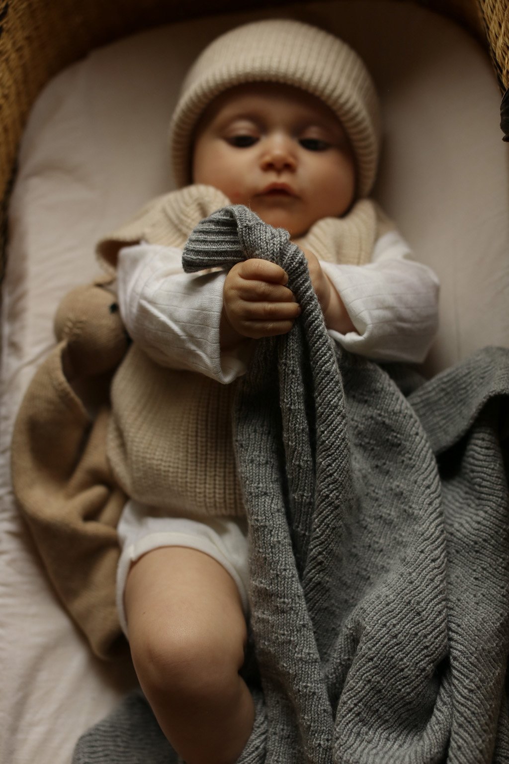 Babyteppe Ull – 100% Merino, Ubehandlet – Dora, Grå - Grey Melange