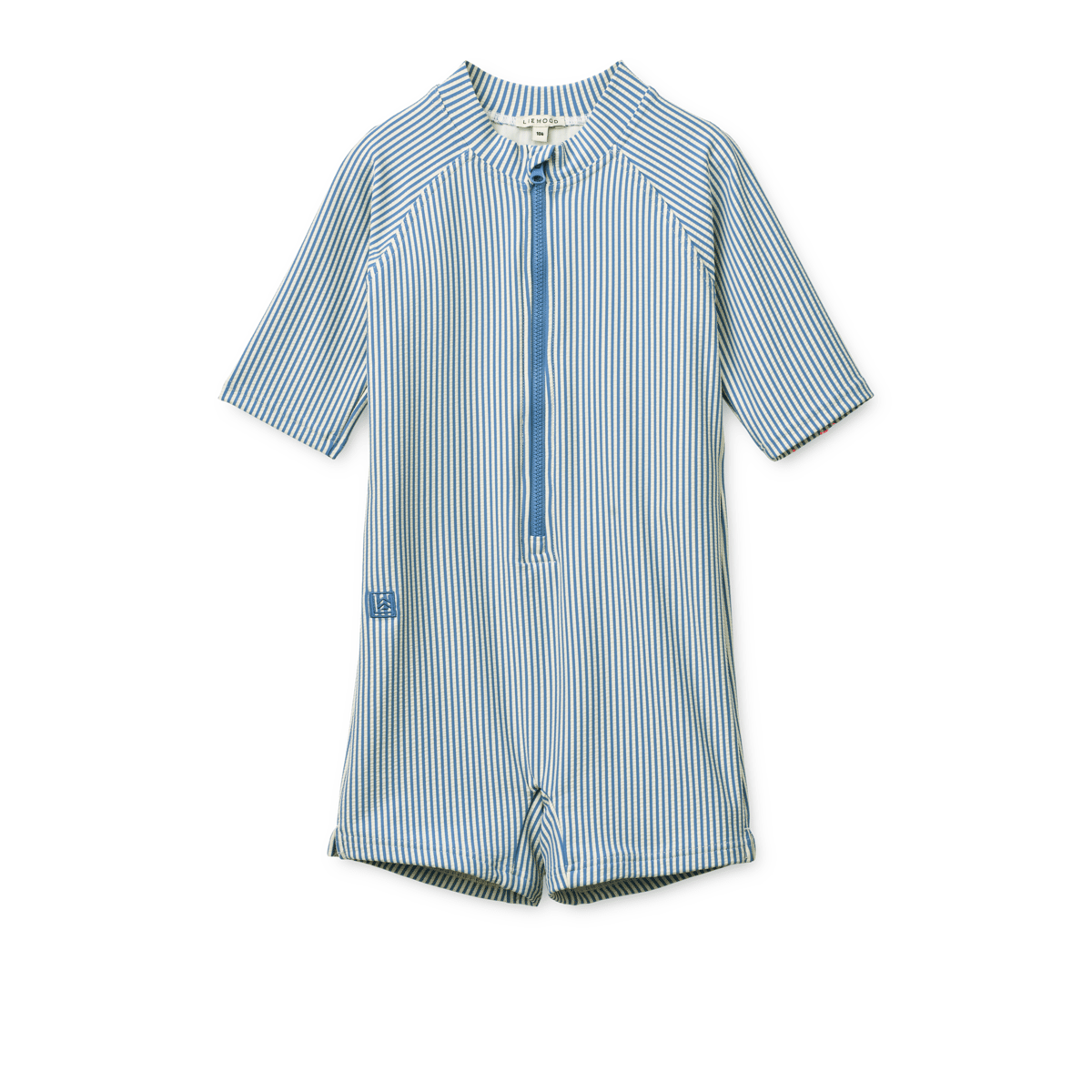 Badedrakt, T-skjorte armer – UV drakt UPF50+ | Max Seersucker Shortsleeve Swim Jumpsuit, Riverside / Creme de la creme