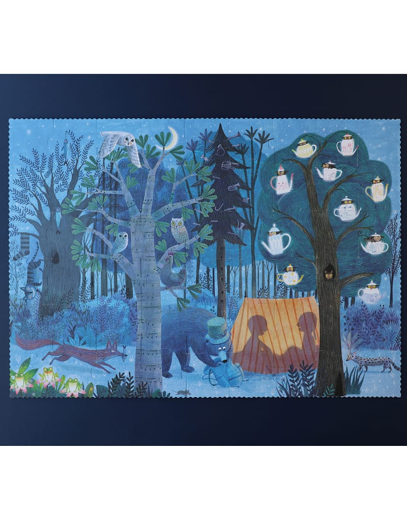 2i1 Puslespill "Natt og Dag i Skogen" - Puslespill Barn 6år+ | Night and Day in the Forest