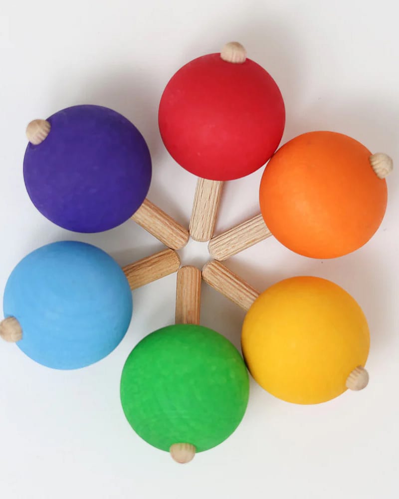 Sett med Snurrebass 6stk | Rainbow Spinning Top