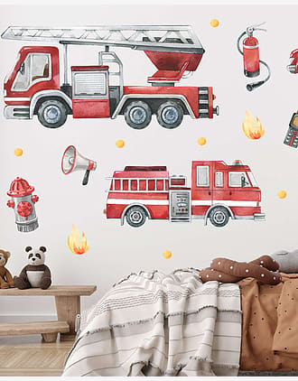 Wallstickers Brannbil - Sett 22stk | ØKO Veggklistremerker Barnerom