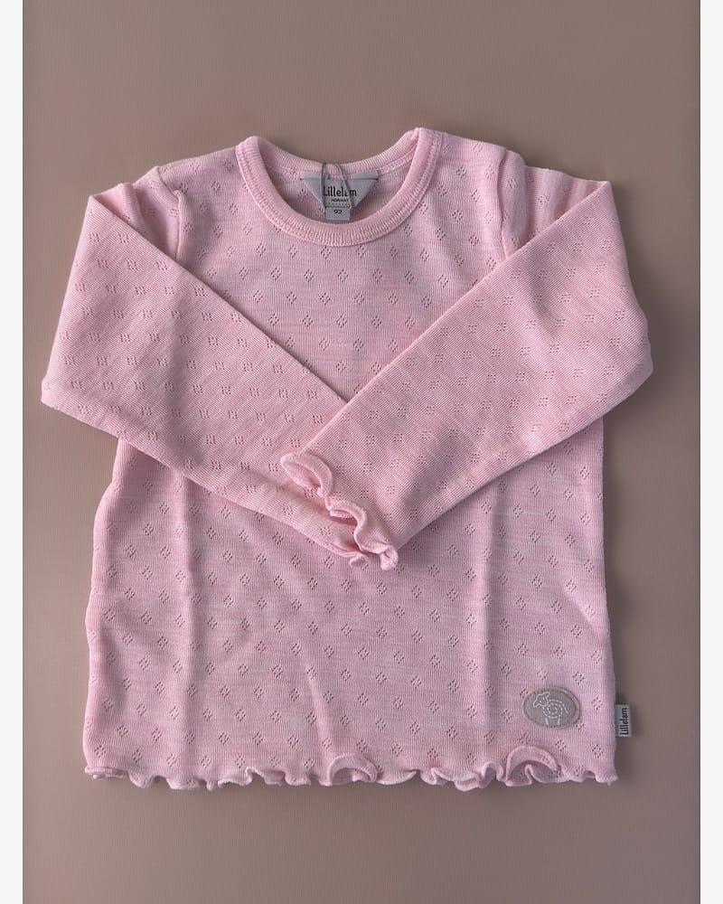 Ulltrøye m/ Volanger - Tynn ullkvalitet - 100% Merino, Pointelle