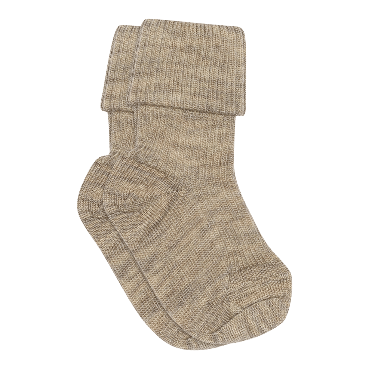 Ullsokker Baby & Barn – Rib – Elastisk, Sand - Light Brown Melange