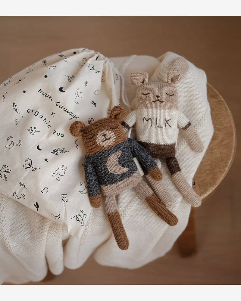 Kosebamse - Håndstrikket Alpakkaull | Bunny Knit Toy