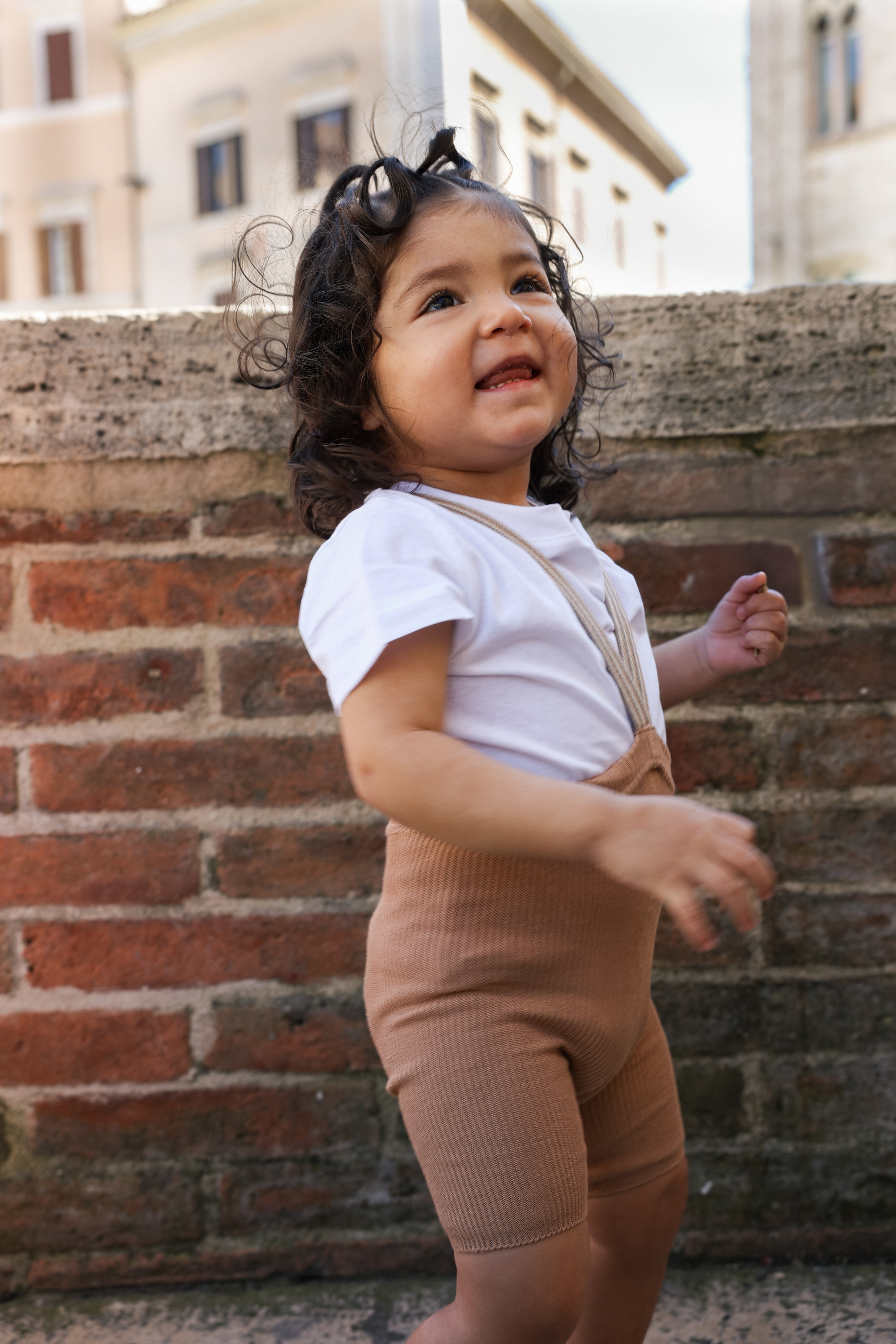 Shorts Tights m/ Seler – 100% Øko Bomull | Shorty Tights Rib, Light Brown Striped