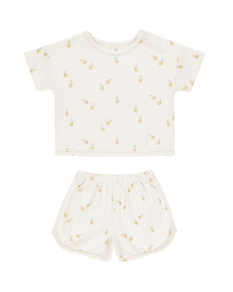 The Boxy Tee & Shorts Sett - Terrystoff i Øko Bomull | Spongy Play Set