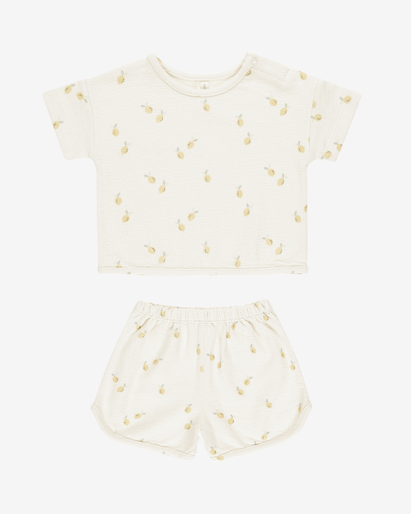The Boxy Tee & Shorts Sett - Terrystoff i Øko Bomull | Spongy Play Set
