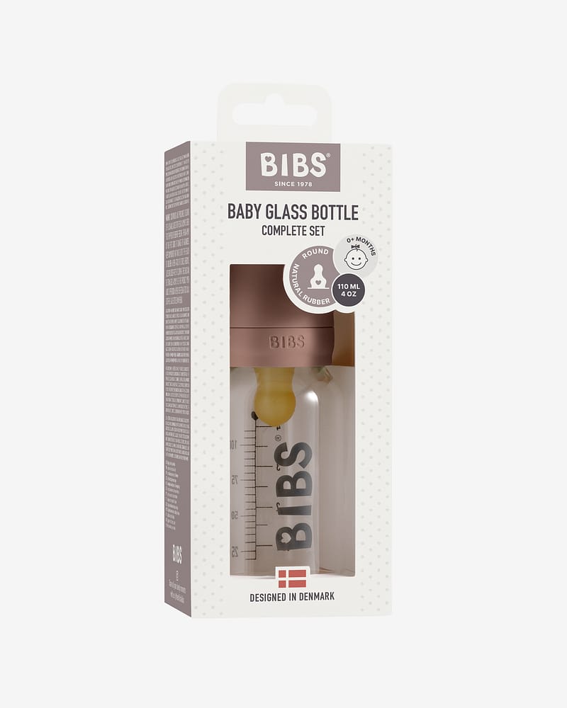 BIBS Tåteflaske i Glass 110 ml - Komplett Sett