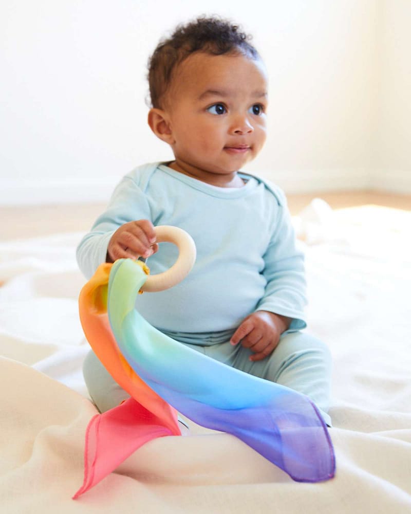 Biteleke m/ koseklut 2i1 - 100% Naturlig | Rainbow Baby Teether