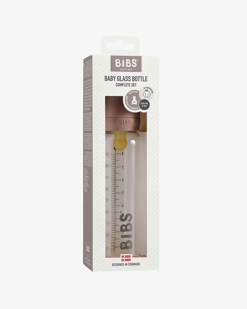 BIBS Tåteflaske i Glass 225 ml - Komplett Sett