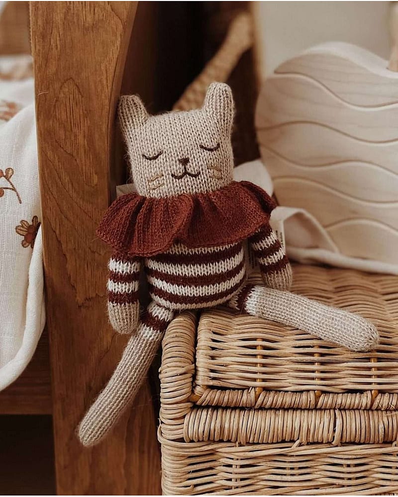 Kosebamse - Håndstrikket Alpakkaull - Unik Nyfødtbamse