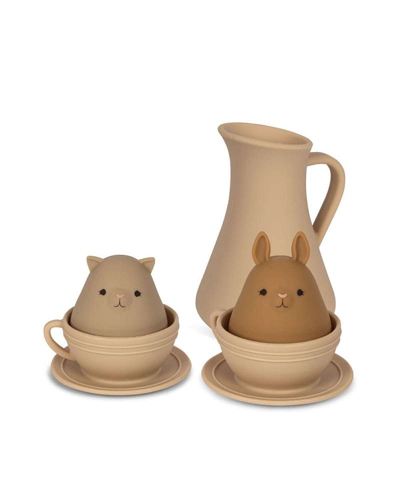 Badeleker og Te-sett til Dukker - 5pk | Silicone Bath Toys Cup Set