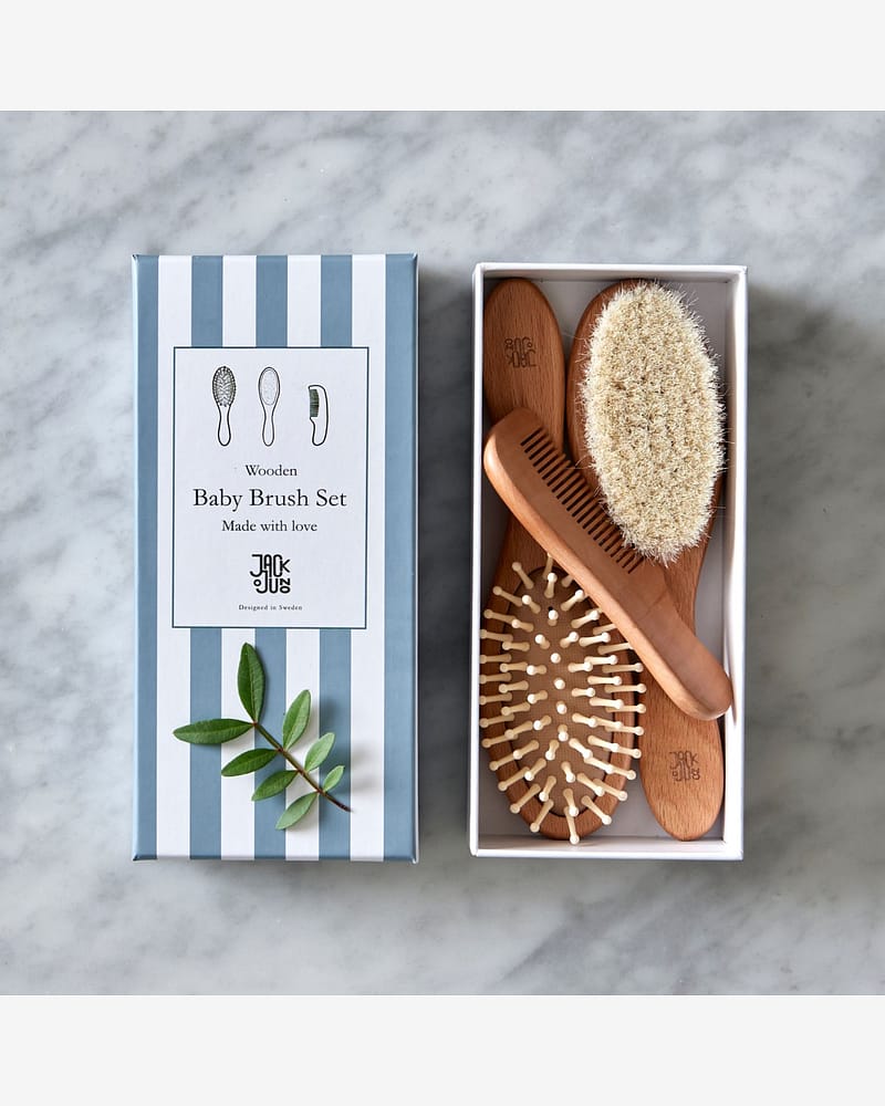 Hårbørste Sett 3pk - Baby og Barn 0-5år | Wooden Brush Set