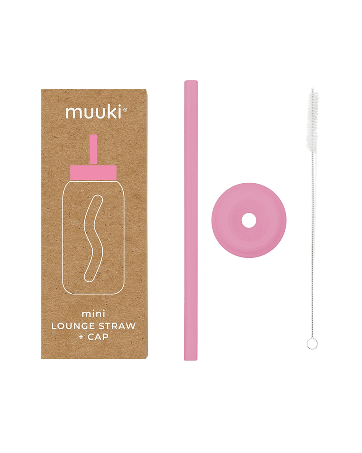 Flaskelokk m/ sugerør til Muuki Mini – Lounge Straw Cap, Rosa - Flamingo Pink