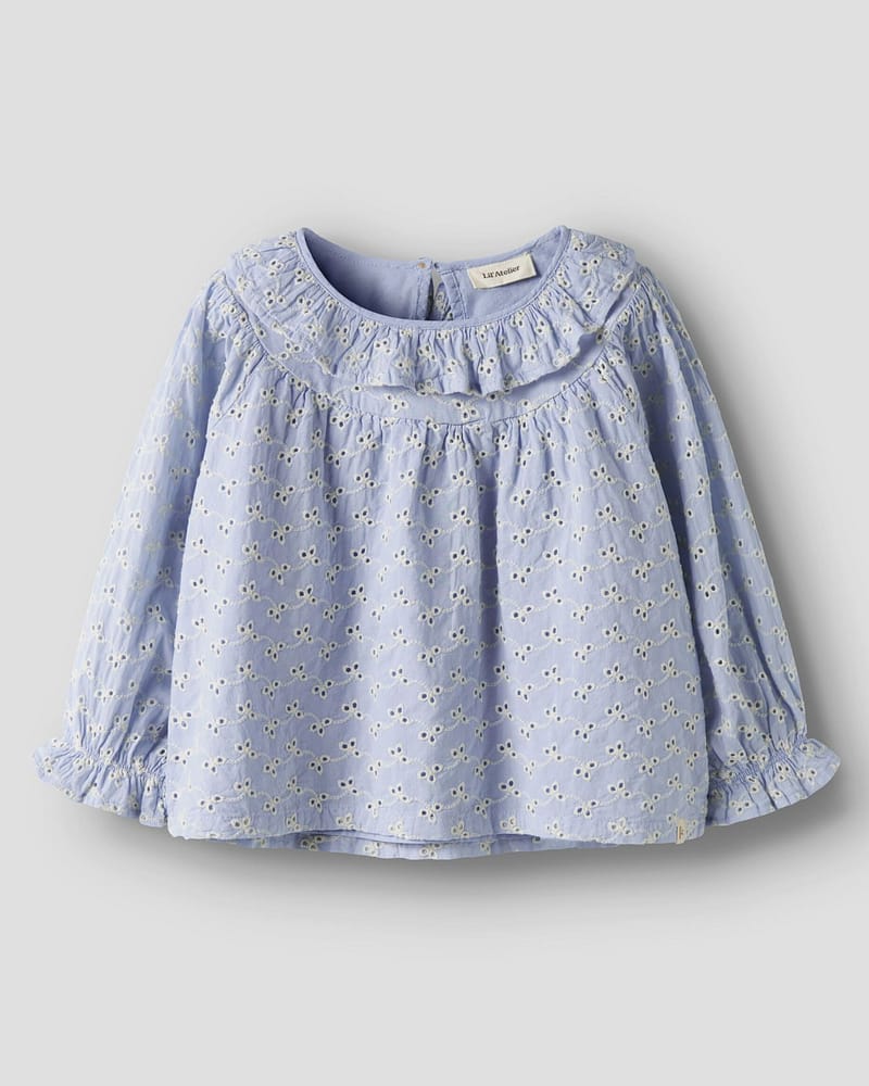 Bluse Barn M/ Volangerkrage - Øko Bomull | NMFTESSIE LS LOOSE SHIRT LIL