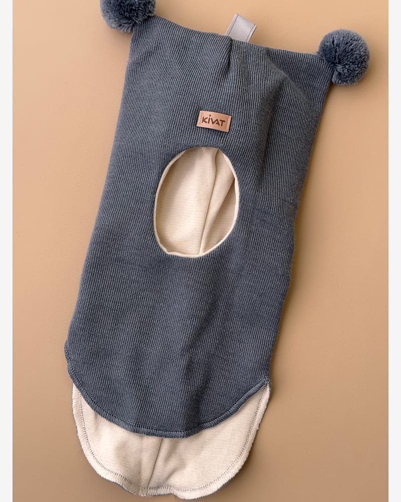 Balaclava Ull m/ Bomullsjersey fôr og Vindstopper | Ubehandlet Ull