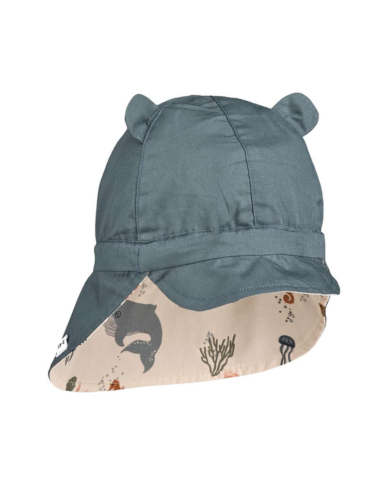 Solhatt m/ Nakkeskygge - Reversibel, 100% Øko Bomull | Gorm