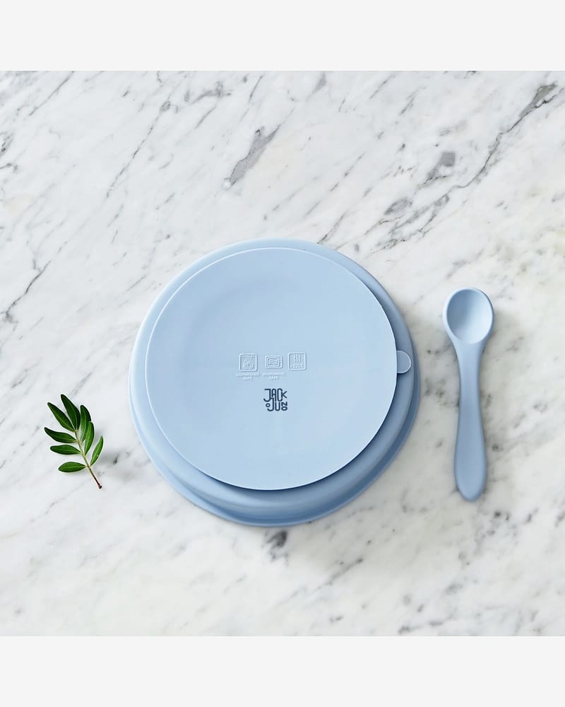 Spisesett, Tallerken og Skje – 100% Silikon | Little Bubble Dining Set