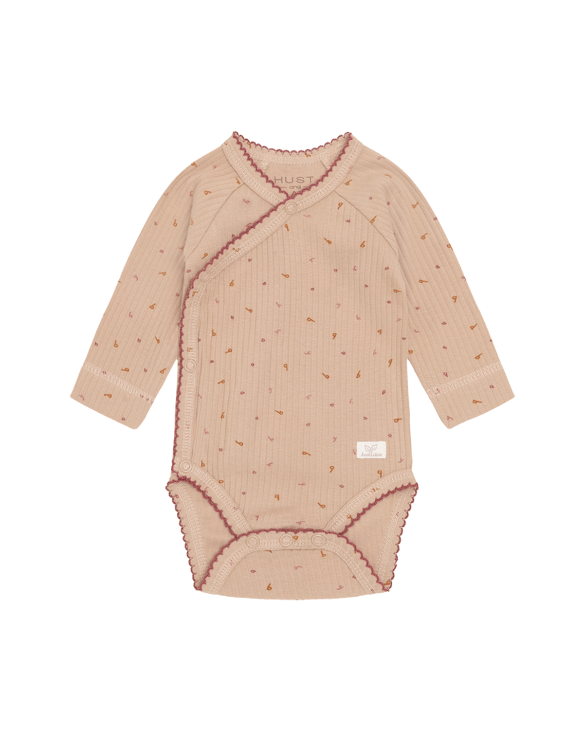 Omslagsbody Baby – Øko Bomull | Baba Letter, Rosa - Rugby Tan