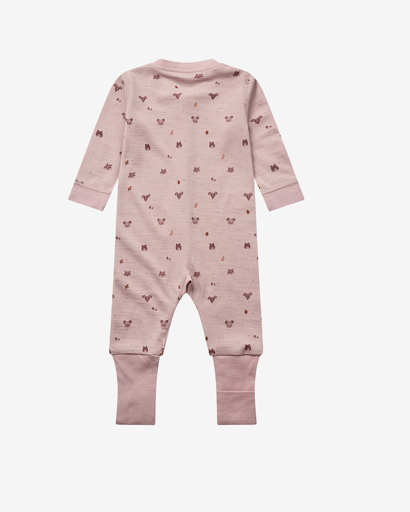 Ullpysj Baby - Heldrakt to-veis glidelås og trylleføtter - Ull/Bambusviskose | HCManu Forest