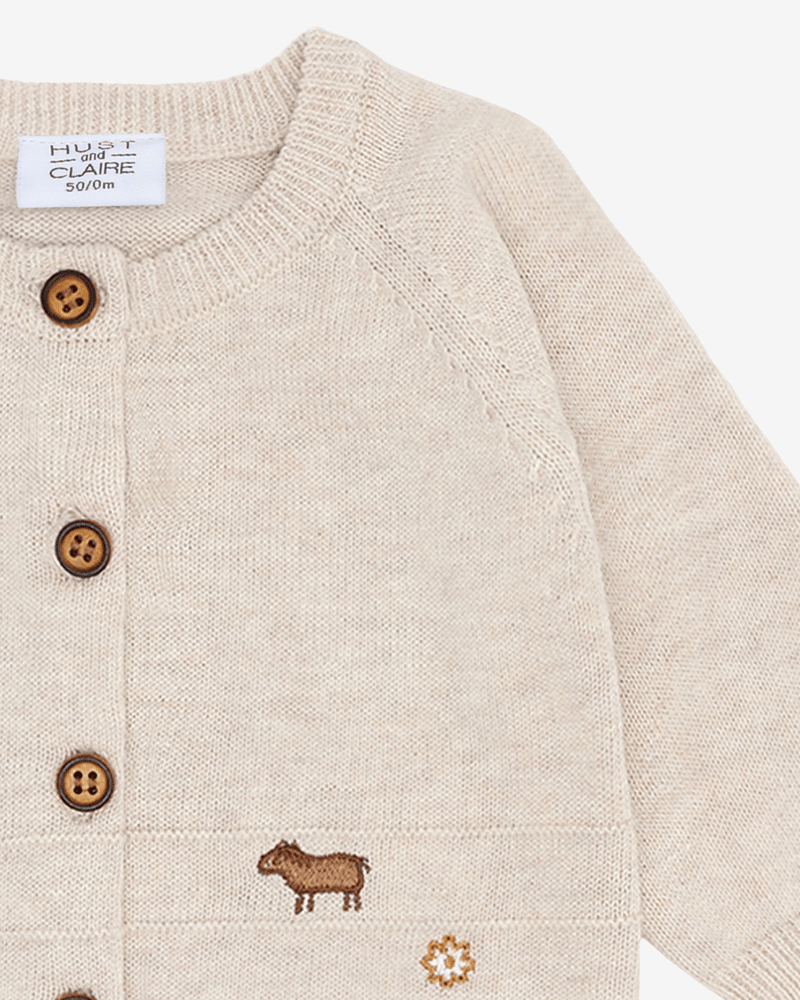 Cardigan Baby m/ Broderte detaljer - Strikket, 100% Bomull | HCCall Knit
