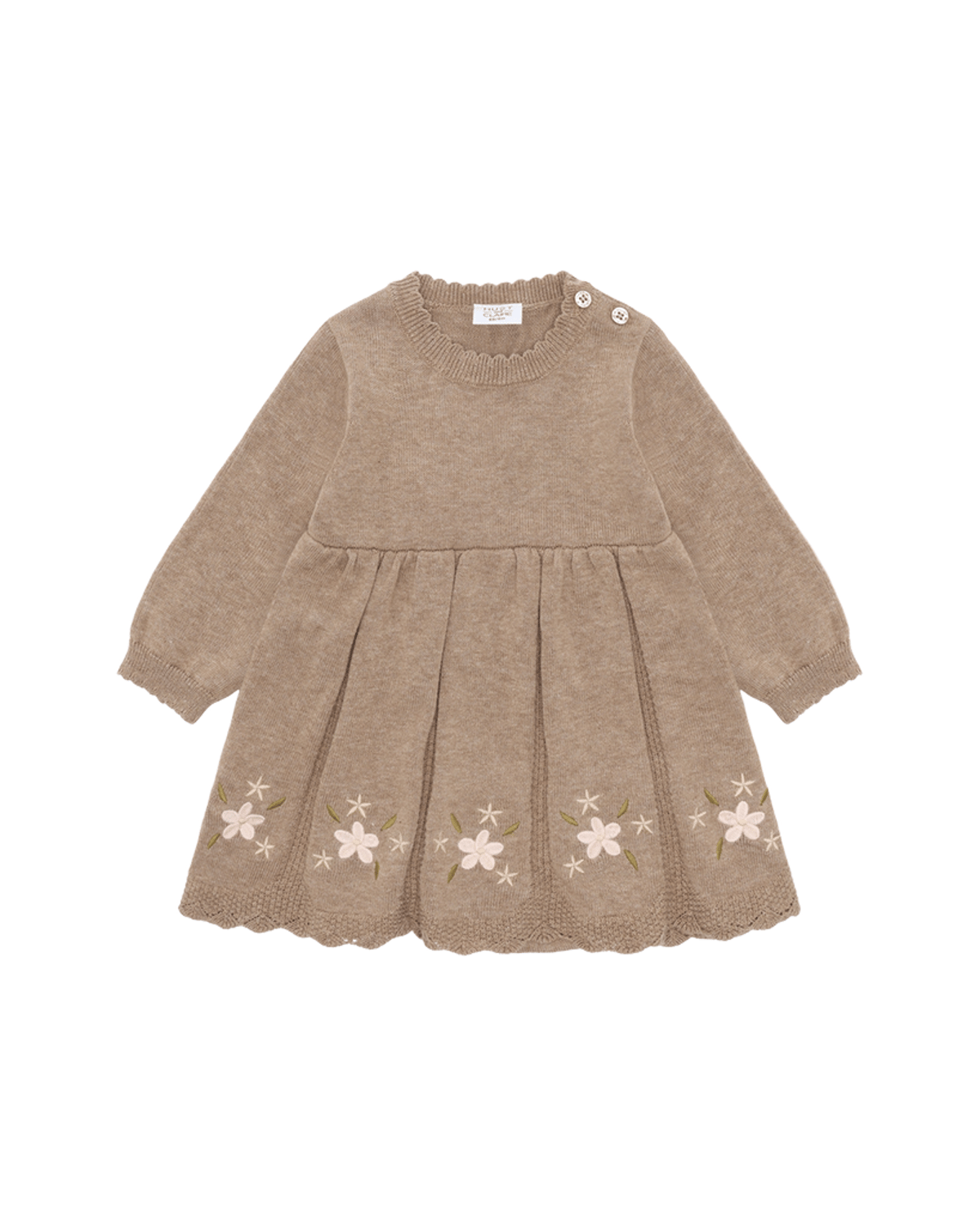 Kjole Baby – 100% Øko Bomull | Klara flower, Beige - Biscuit