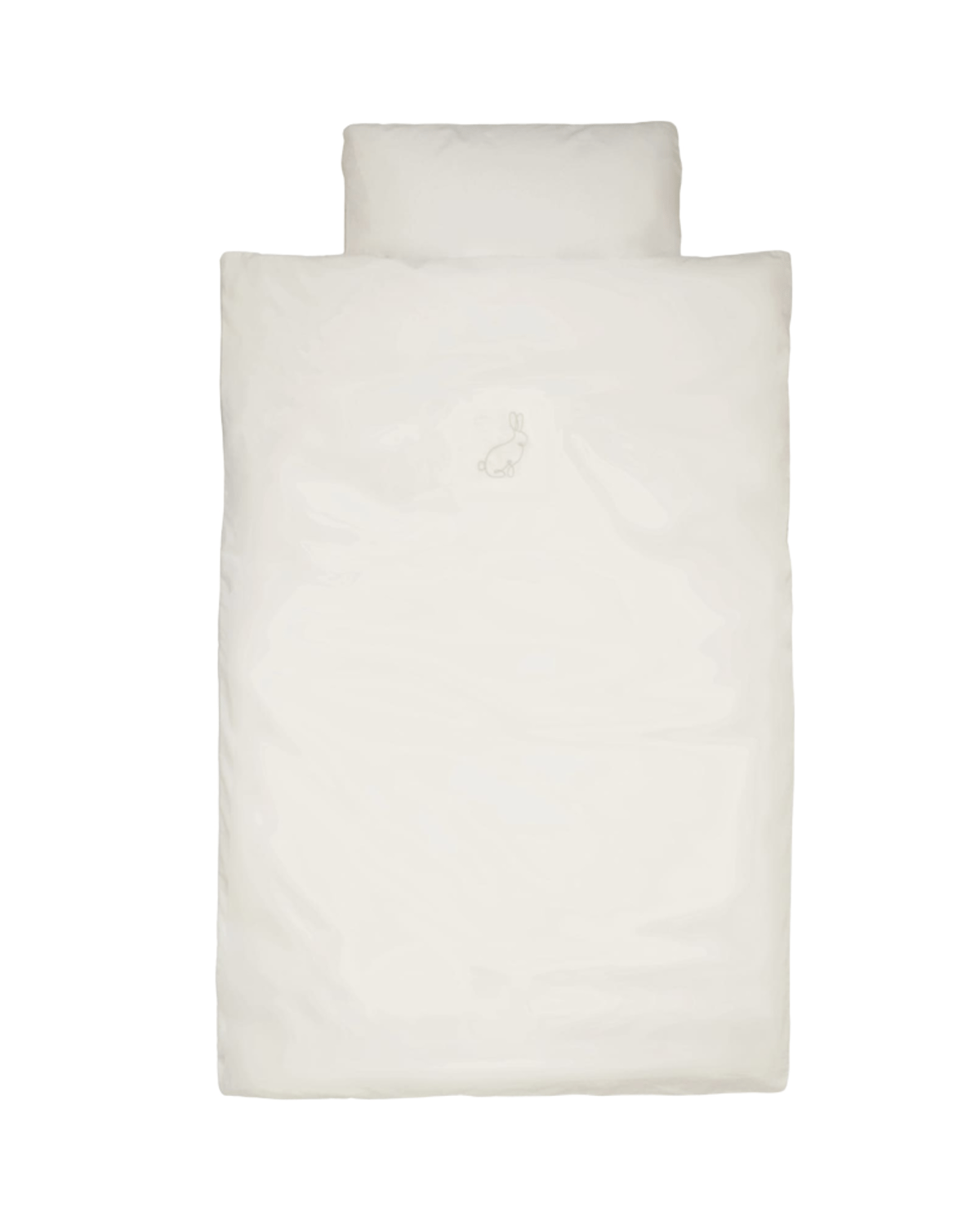 Sengetøy Baby m/ Brodert Kanin 70×100 cm – 100% Øk. Bomull, Bunny - Light Sand