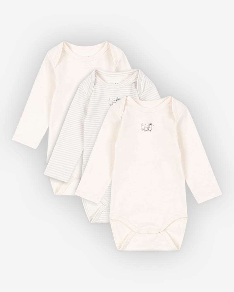 3pk. Body m/ Konvolutt Hals - 100% Øko Bomull | Fio Body - Gavepakke