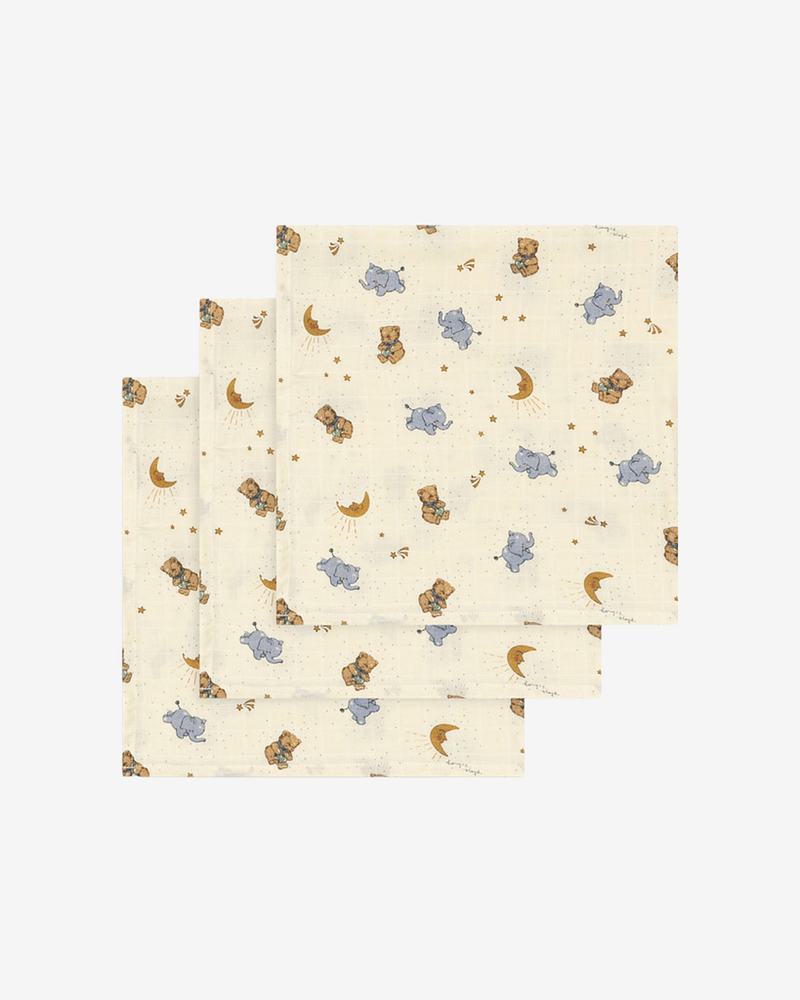 Gulpekluter 3pk - 100% Øko Musselin - 65x65cm