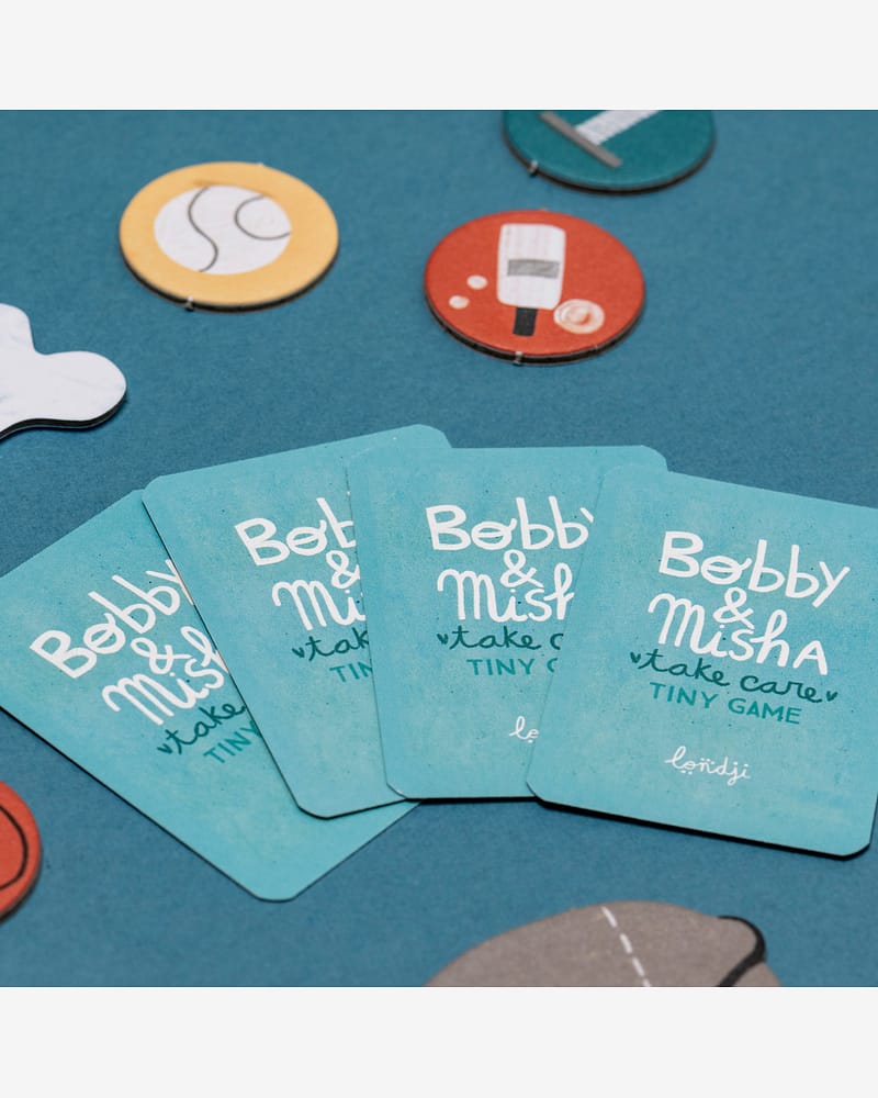 Brettspill Barn 4år, Pocket size - Memoryspill med Kjæledyrtema | Bobby & Mish Tiny Game