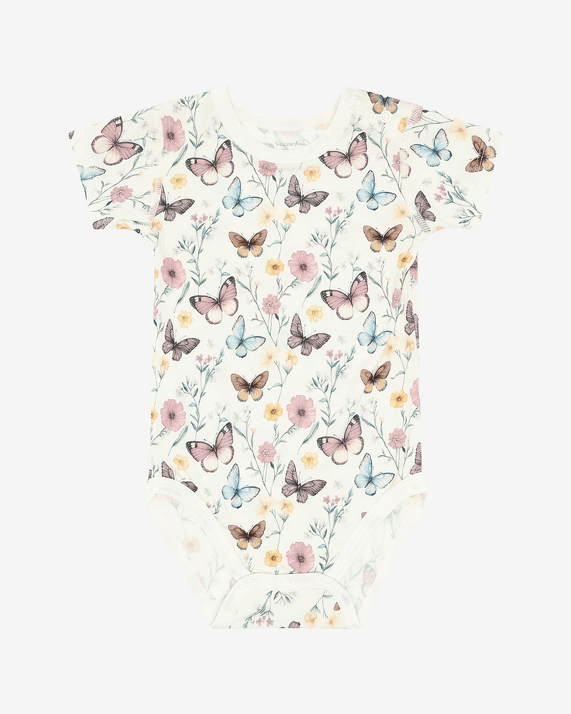 Body Baby, Kortermet - 95% Bambusviskose, 5% Elastane | HCBuller Butterfly