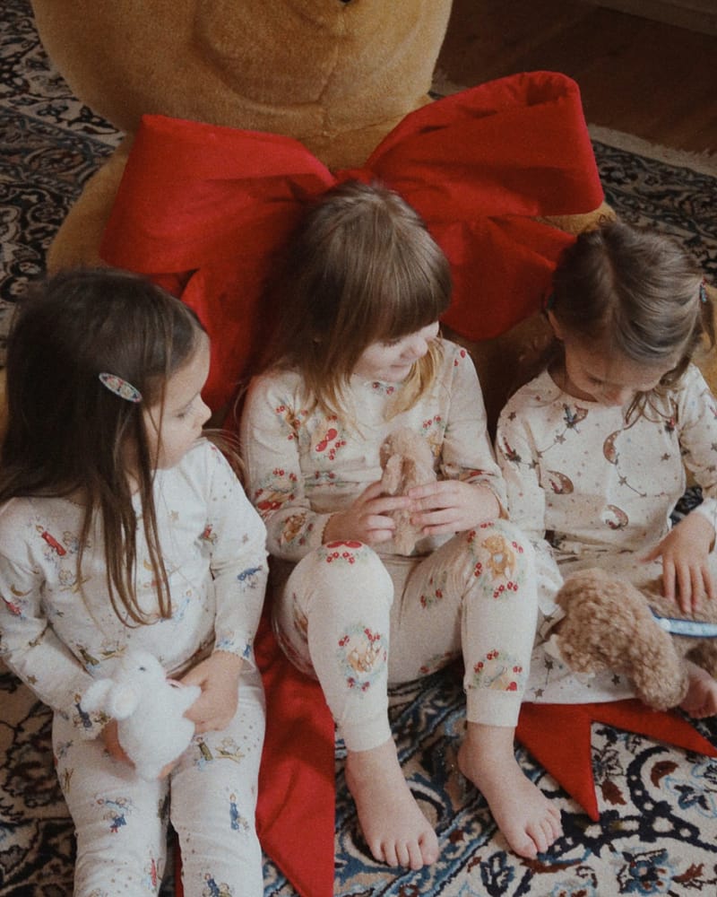 Pysjamas Barn - Trøye og Bukse - Øko Bomull | Julepysj Basic Blouse/Pants Set