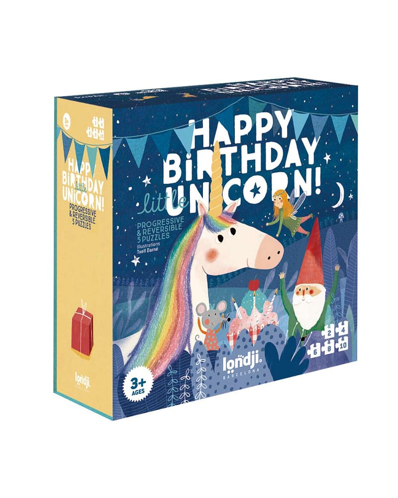 Puslespill "Gratulerer Enhjørning" - 10-i-5 Puslespill Barn 3år+ | Happy Birthday Unicorn