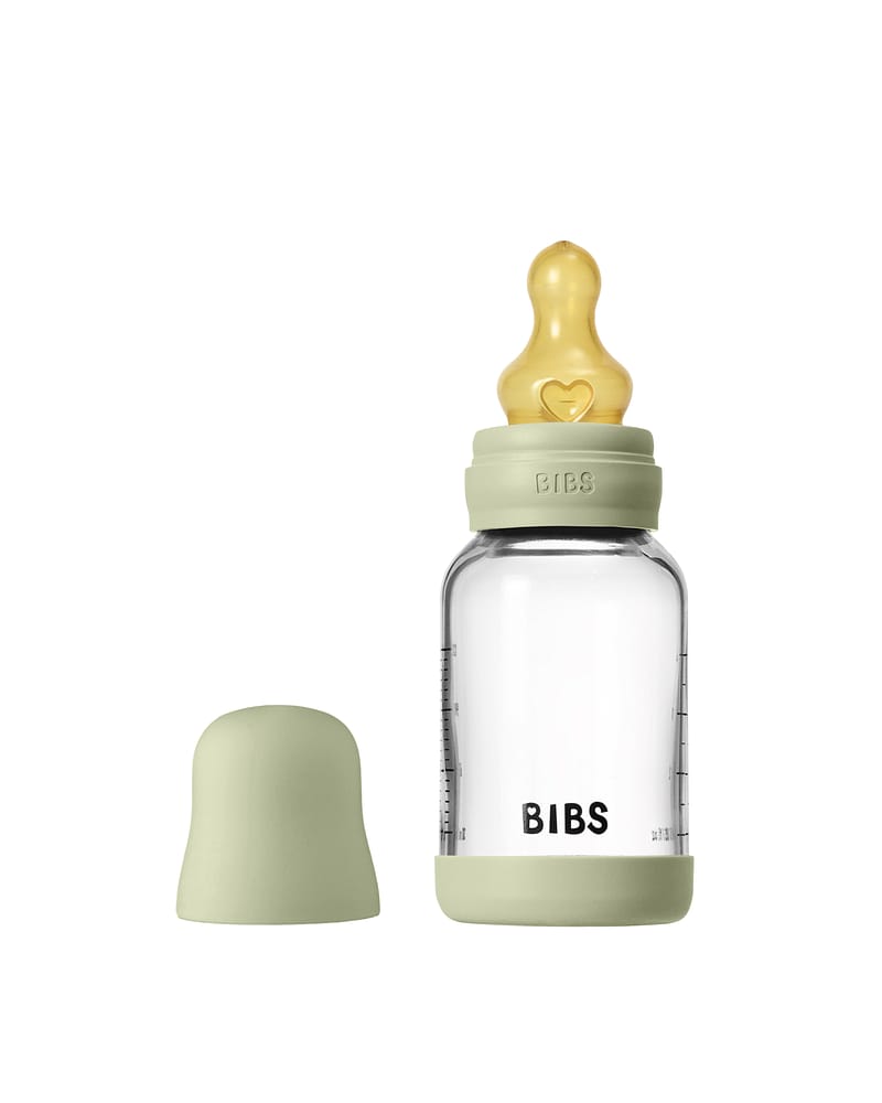 BIBS Tåteflaske i Glass med silikonbunn | Komplett Sett - 120ml