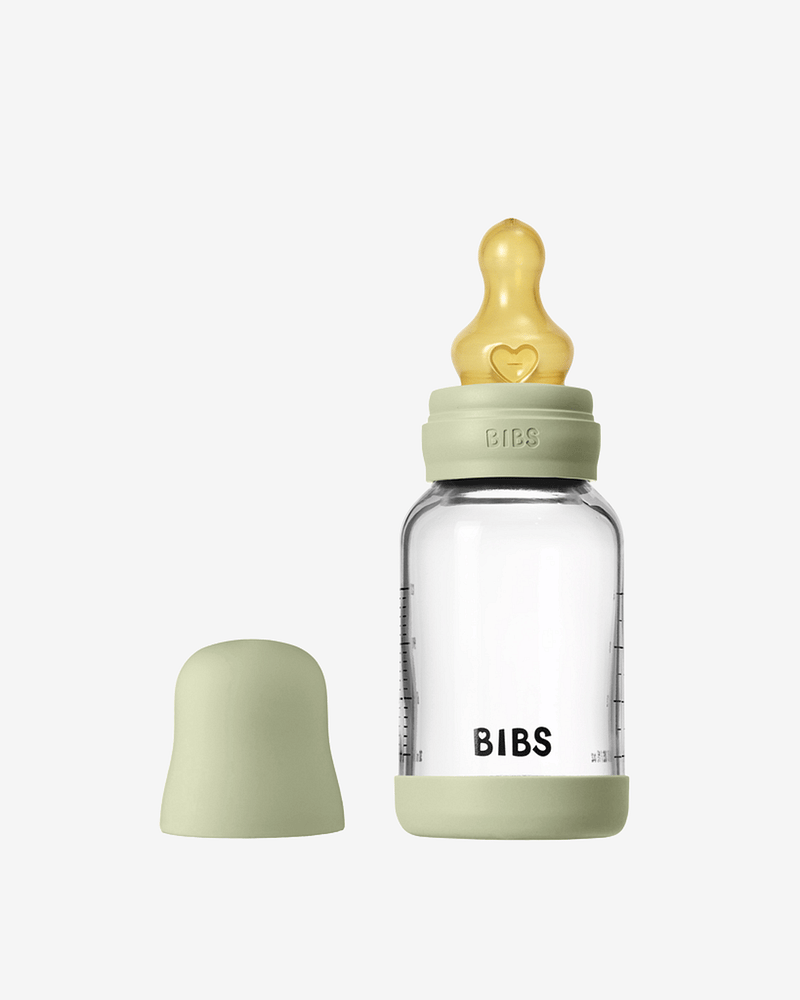 BIBS Tåteflaske i Glass med silikonbunn | Komplett Sett - 120ml
