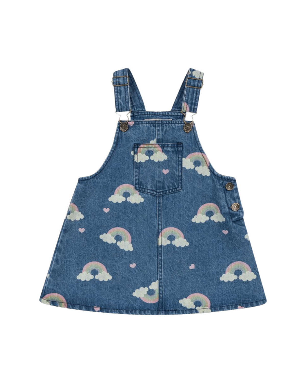 Snekkerkjole Barn – Denim, 100% Øko Bomull | Magot Overall Dress, Rainbow