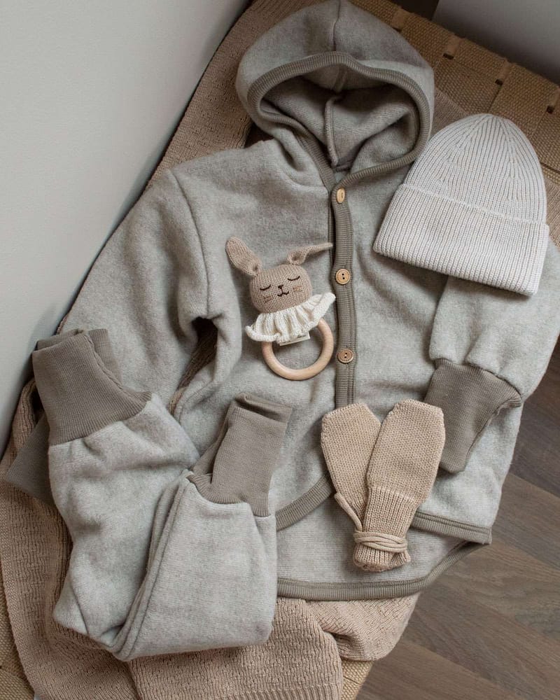 Babyjakke i ullfleece - ubehandlet ull