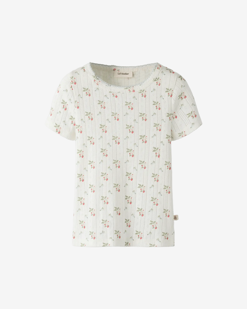 T-Skjorte Barn - Øko Bomull, Pointelle | NMFRACHELLO SLIM TOP LIL