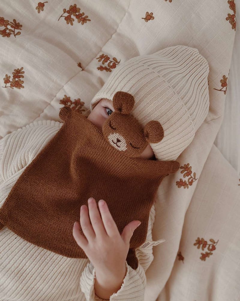 Koseklut Bamse - Håndstrikket Alpakkaull | Knitted Cuddle Cloth