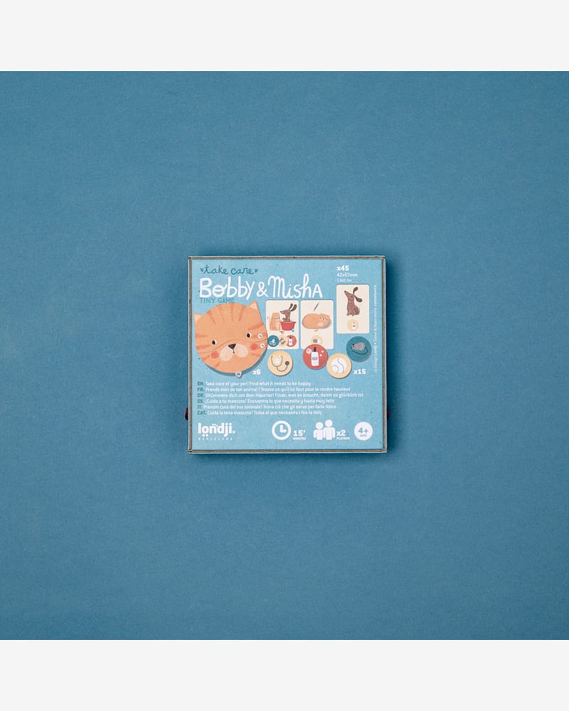 Brettspill Barn 4år, Pocket size - Memoryspill med Kjæledyrtema | Bobby & Mish Tiny Game
