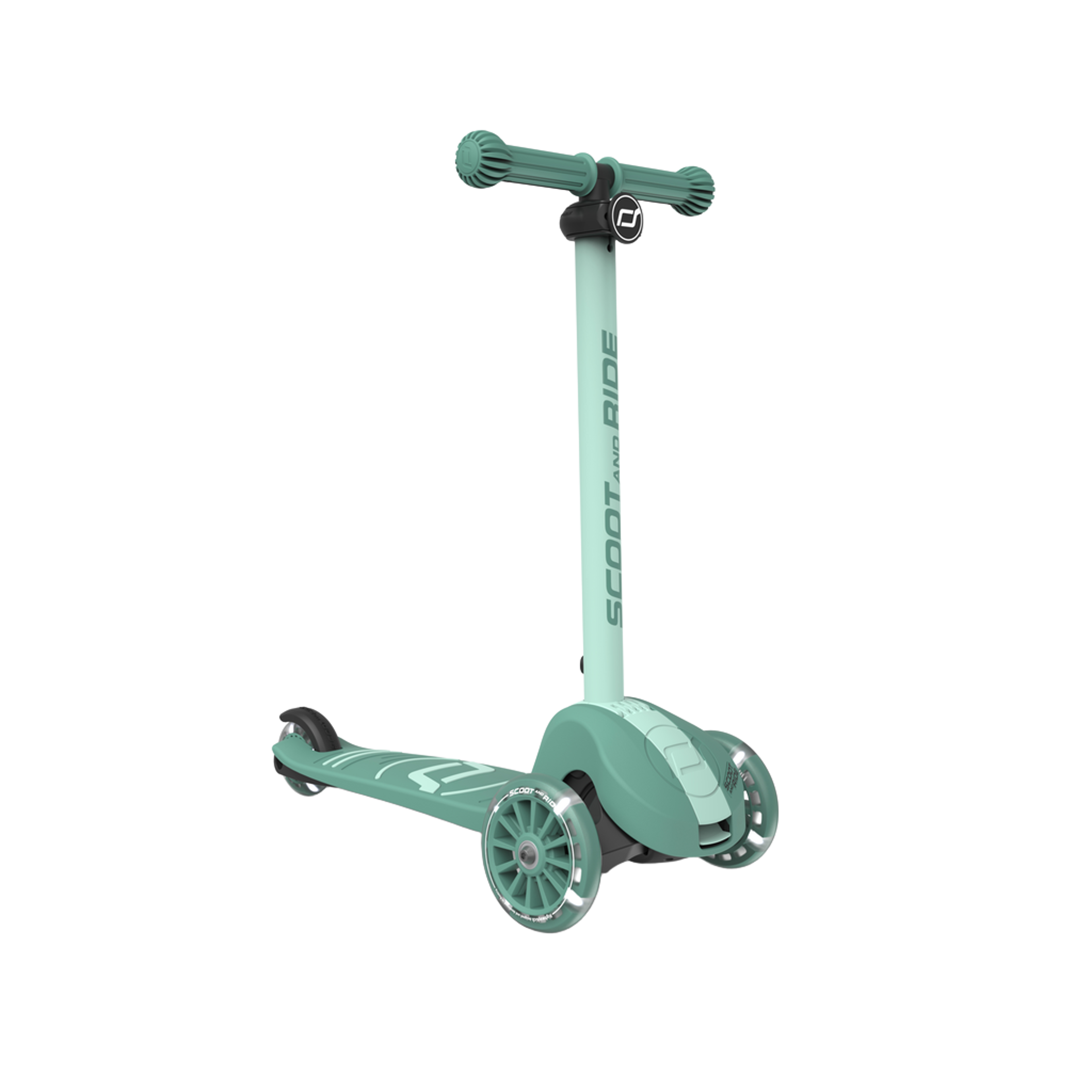 Scoot and Ride Highwaykick 3S Sparkesykkel – med LEDlys i hjul | Barn 3år+, Grønn - Forest