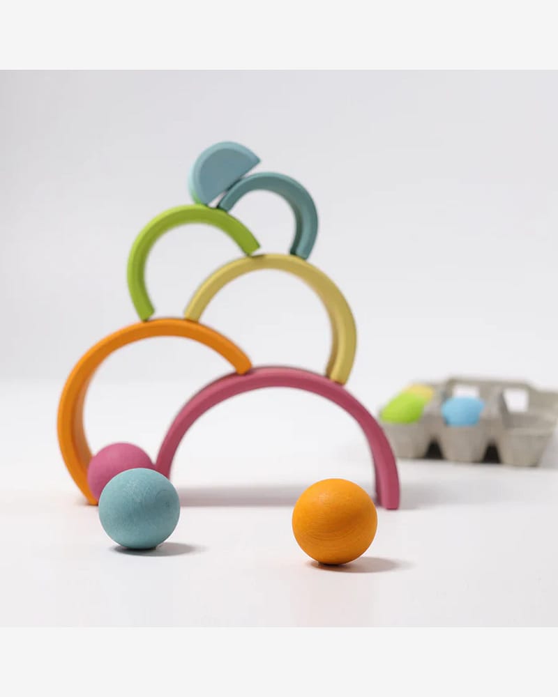 Regnbue Medium Pastel - Stableleke i Tre | Montessori Leker