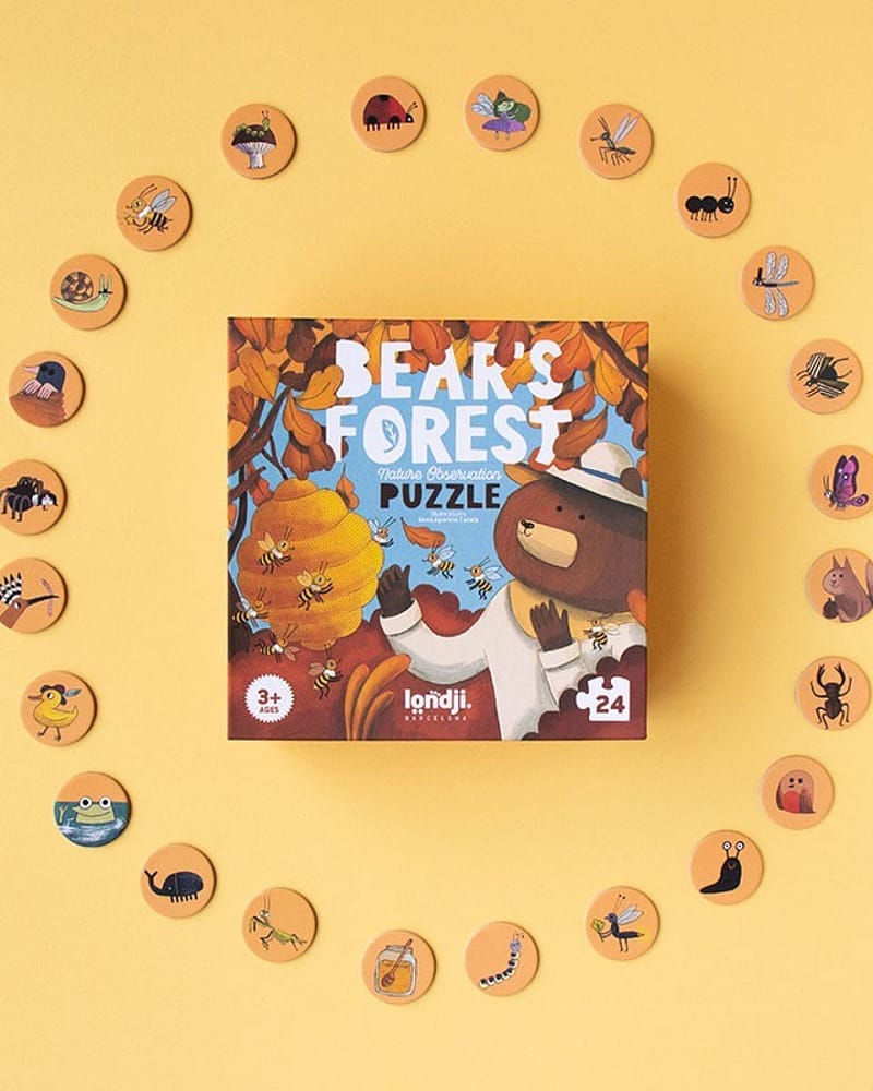 Puslespill og "Hvor er..."-spill - 2i1 Puslespill Barn 3år+ | Bear’s Forest
